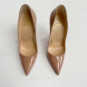 Christian Louboutin So Kate Pumps Nude Patent Leather Pointed Toe 120mm 37
